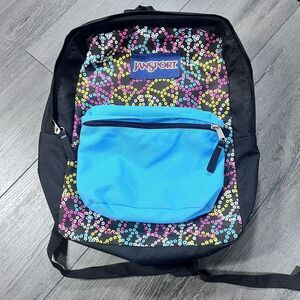 Jansport backpack‎ Floral Peace Sign Print Rainbow School Book bag Travel Case